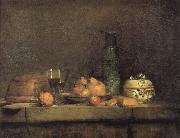 Jean Baptiste Simeon Chardin, With olive jars and other glass pears still life